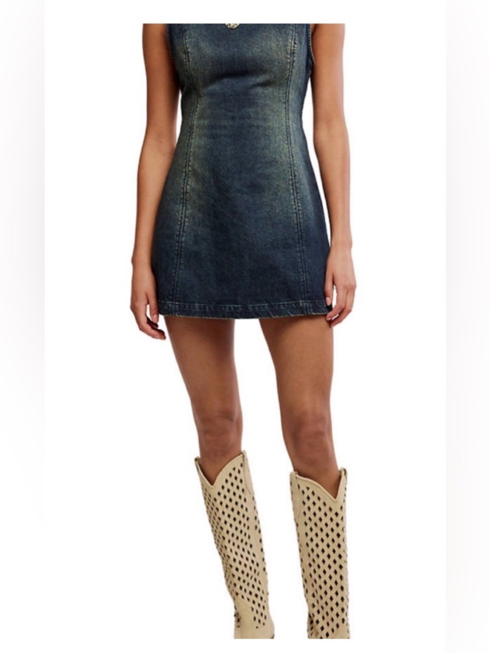 Free People Atlas mini dress, vintage indigo, NWT XS extra small